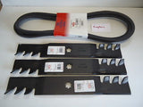 48" Deck Kit 3 Mulching Blades GX21784 GX21786 GY20852 & NEW Belt GX21833